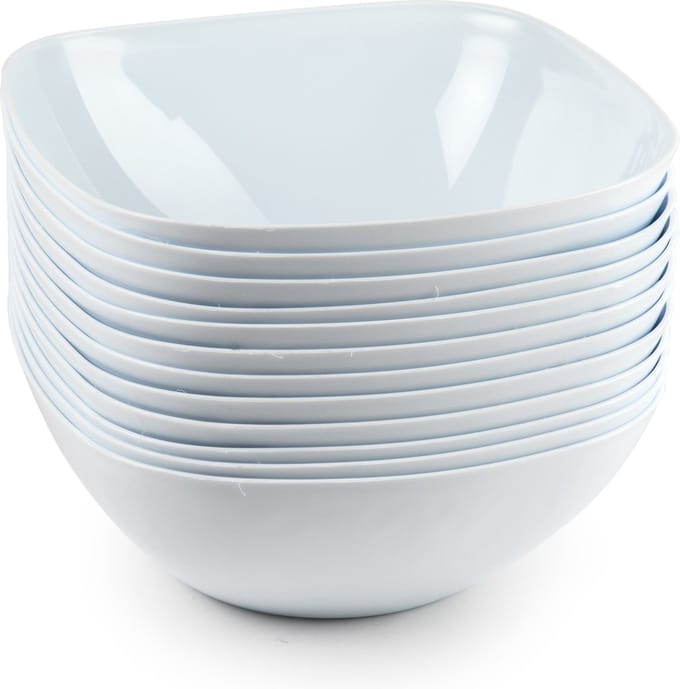 PlasticForte Serveer schaaltje - 12x - vierkant - wit - 17 x 7 cm kunststof - snack schaaltjes