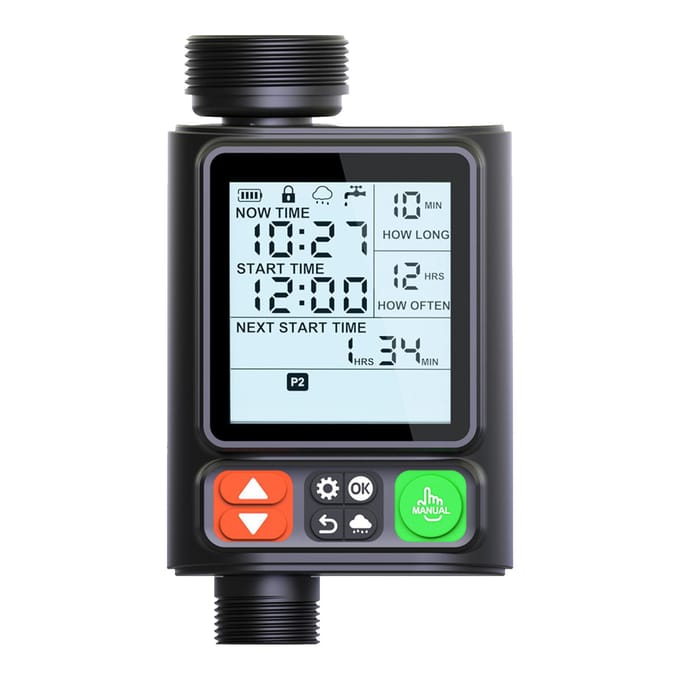 Water Timer Tuinslang Sprinkler Timer 10 Programmeerbaar Automatisch Regenvertraging 3,3 Inch LCD Scherm IP54 Waterdicht gray