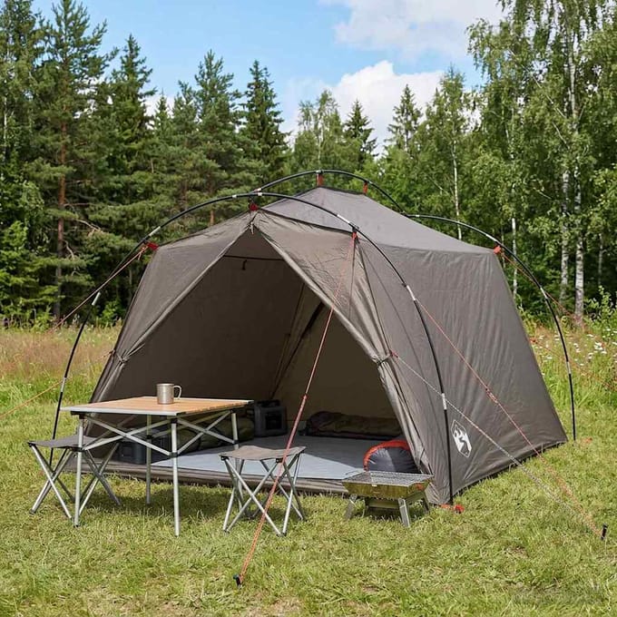 vidaXL - Tunneltent - 2-persoons - Bruin - en - Grijs