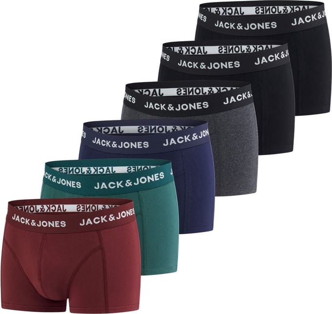 Jack & Jones Heren Boxershorts 6 Pack Basic Trunks Veelkleurig M Katoenen Ondergoed Onderbroeken
