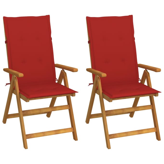 vidaXL - Inklapbare - stoelen - 2 - st - verstelbaar - met - kussens