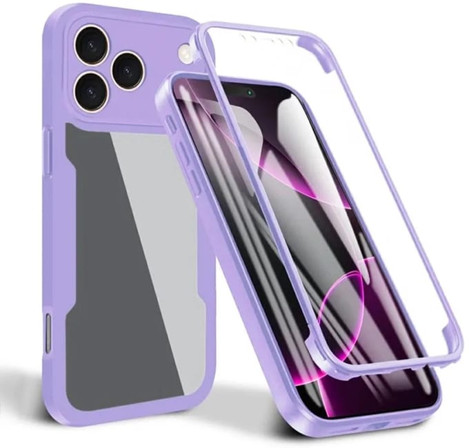 Hoesje geschikt voor Apple iPhone 17 Pro - Techsuit ColorVerse 360 Case met Screenprotector - Paars