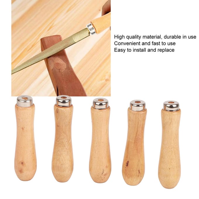 5 stuks Comfortabele Houten Vijlhandvat Vervangingsaccessoires Sieradengereedschapsaccessoires beige