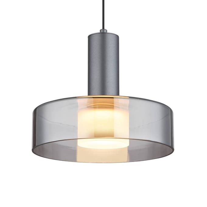Globo Grant LED hanglamp, Ø 22 cm, rookgrijs, glas