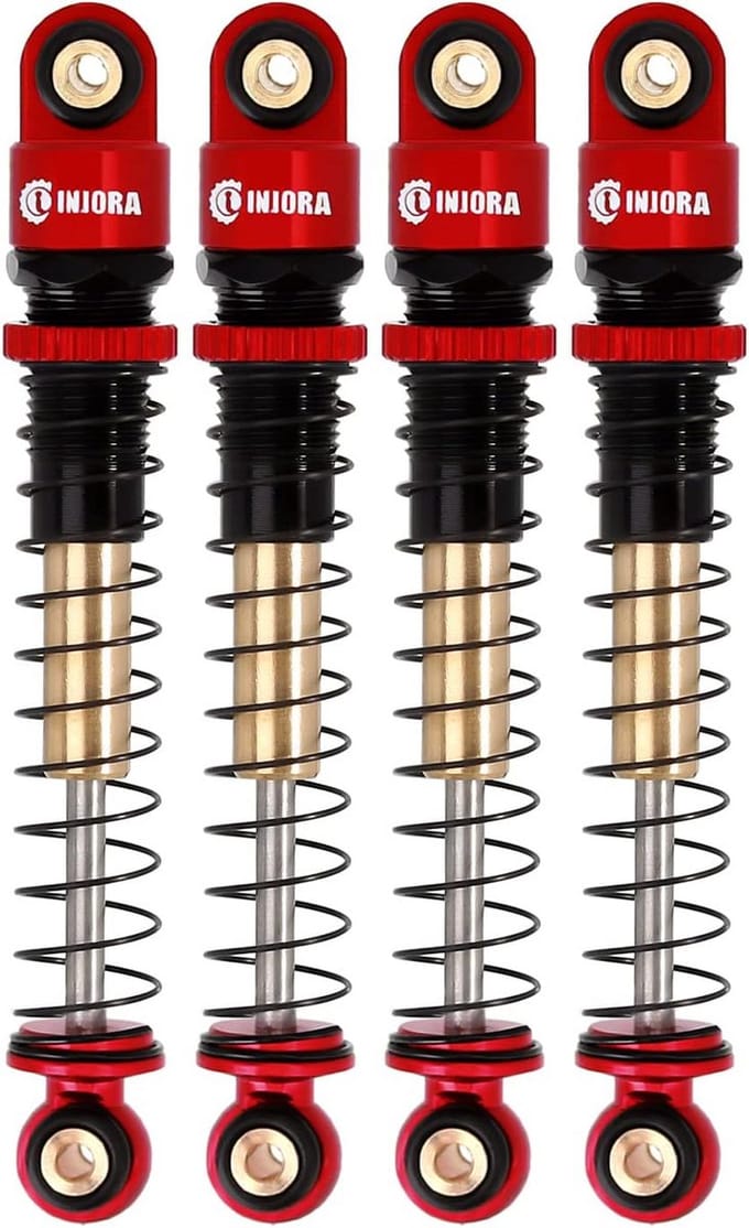 RC Schokdemper 43mm Teleschokken met Schroefdraad voor 1:24 Crawler - Rood, 4 Stuks