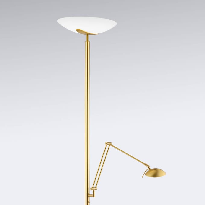 Knapstein Lya LED uplighter met leeslampje in mat messing