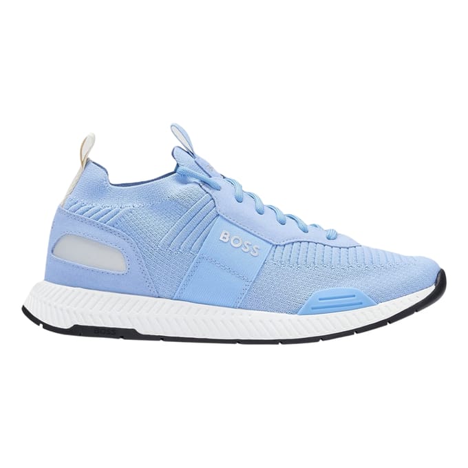 Boss Heren Titanium Logo Gebreide Sneakers (Pastelblauw)
