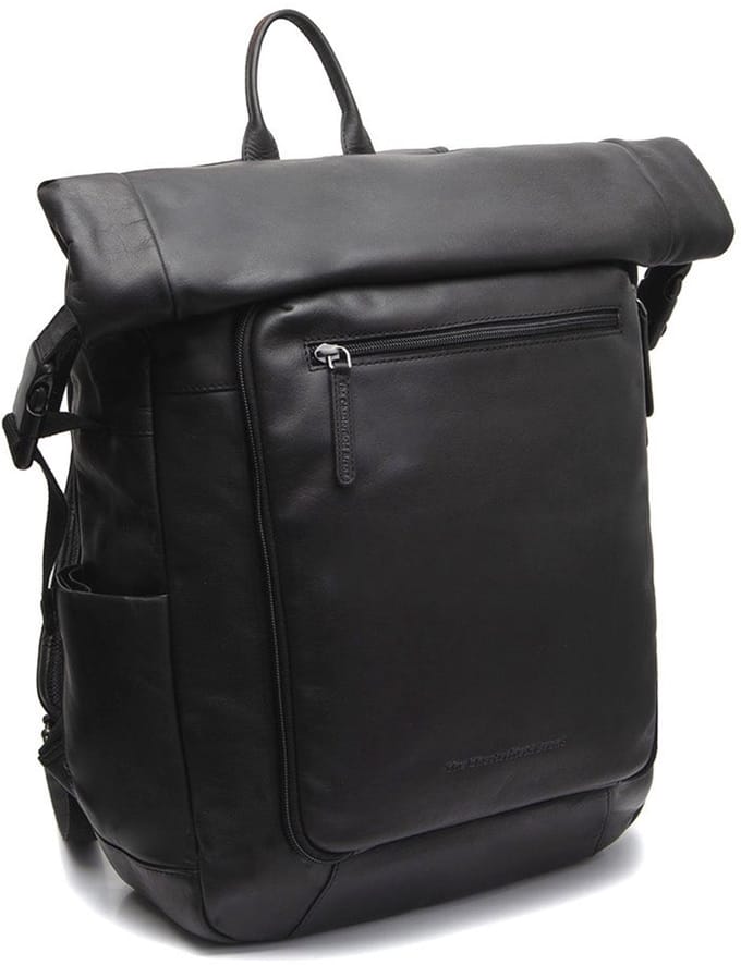 Chesterfield Remo Waxed Pull Up Rolltop Rugzak met 15" Laptopvak - Zwart