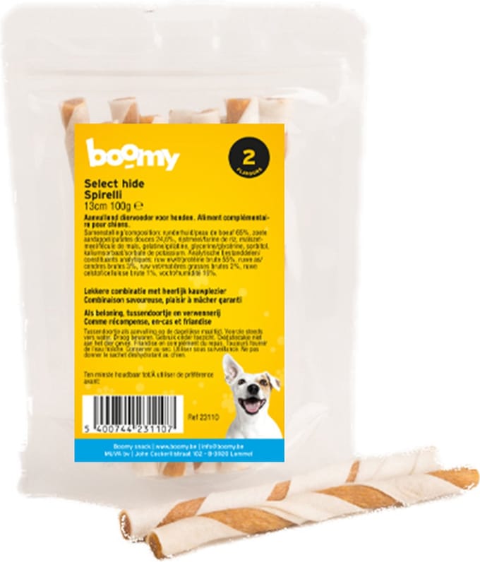 Boomy - Hondensnacks - Kauwstick - Kauwstaaf hond - Select hide Spirelli - 3 x 100g