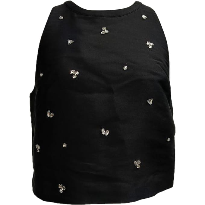 Sandro Storm haltertop met kristallen versiering in zwart polyester