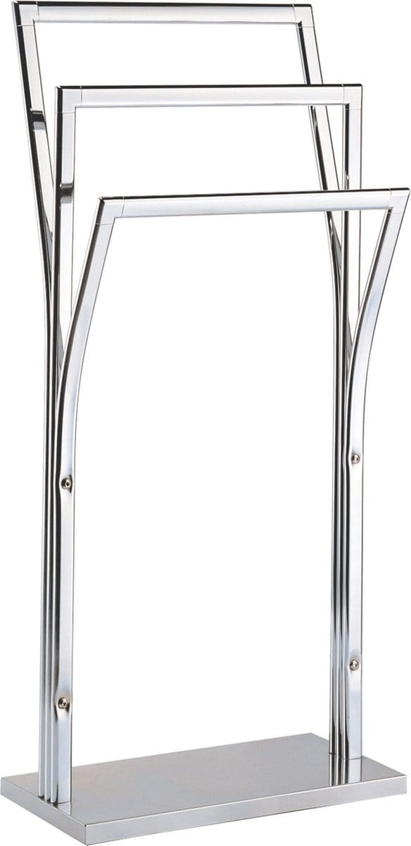 MSV Handdoeken ophangrek badkamer - zilver chroom metaal - 41 x 87 cm