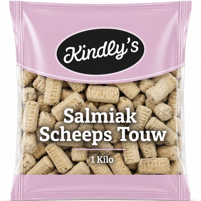 Kindly's Salmiak Scheepstouw - Harde Salmiak Drop Snoepjes - 1 Kilo - Vegan