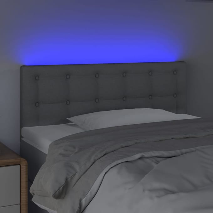 vidaXL - Hoofdbord - LED - 90x5x78/88 - cm - stof - lichtgrijs