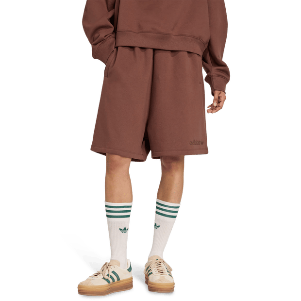 Adidas Essentials Linear Shorts Oversized Korte Broeken Dames - Bruin - Maat L (42-44) - Katoen Jersey