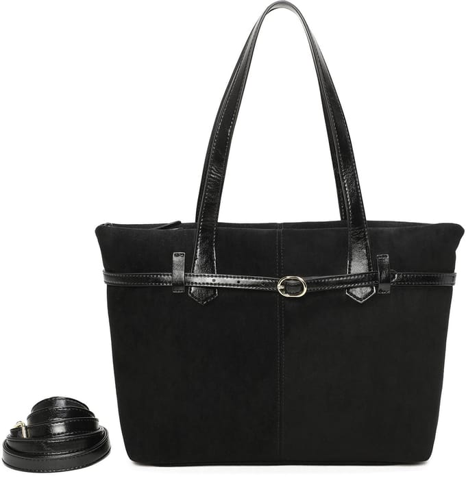 Ines Delaure - handtas - suede look - zwart