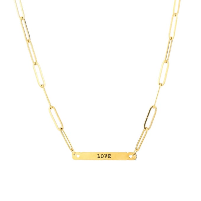 Bijoutheek Collier Schakels Love Goud