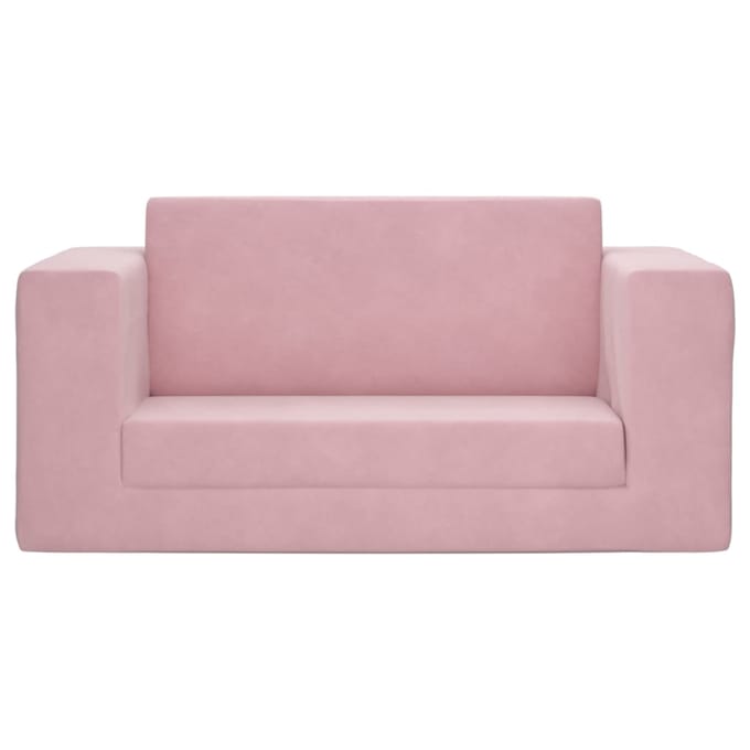 vidaXL - Kinderslaapbank - 2-zits - zacht - pluche - roze