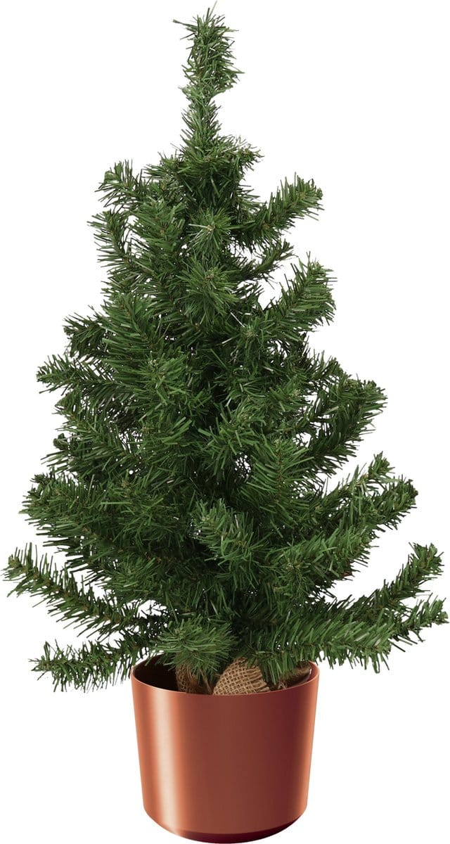 Mini kerstboom groen - in kunststof pot koper - 75 cm - kunstboom