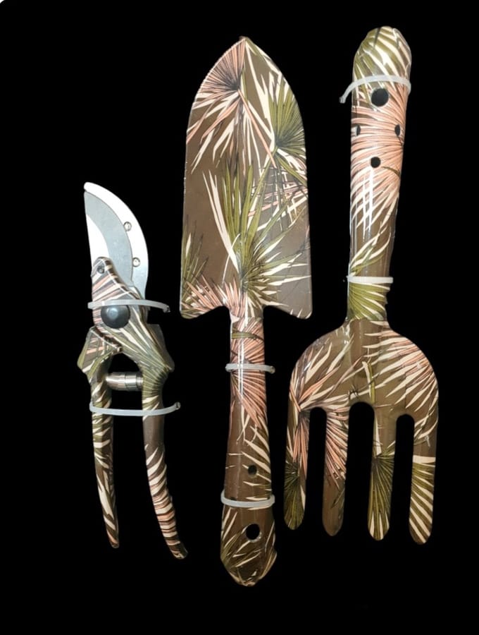 Mica Mica Decorations Tuingereedschap groen,Set van 3, H31cm