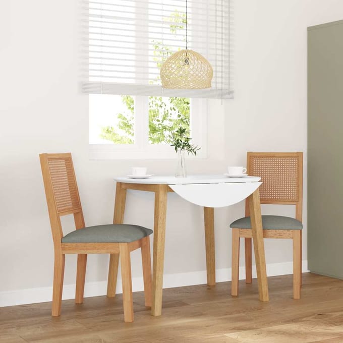 vidaXL - Eetkamerstoelen - met - kussens - 2 - st - massief - hout - rubber