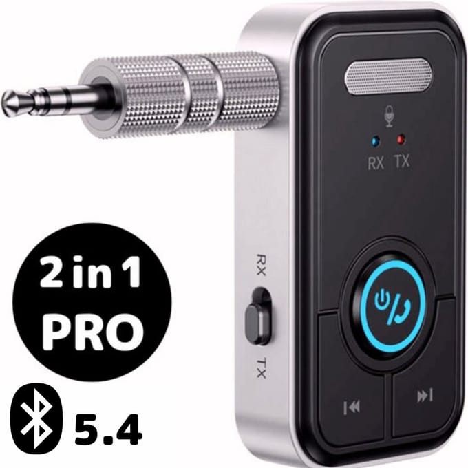 Techard 2 in 1 Bluetooth Transmitter en Receiver Auto BT 5.4 - 3.5MM AUX Bluetooth Ontvanger Handsfree Bellen Bluetooth Audio Receiver - 2026 Model