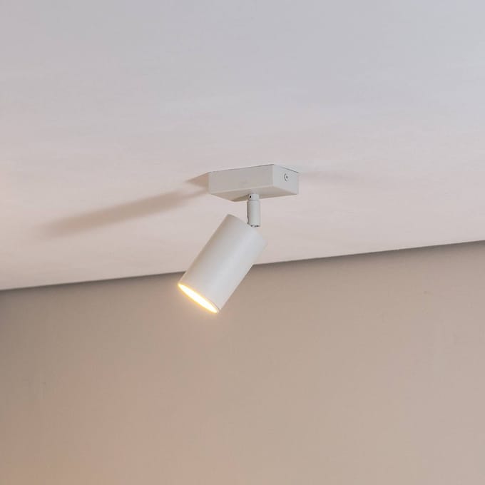 Argon Plafondspot Sado wit staal, verstelbaar 1-lamp hoekig