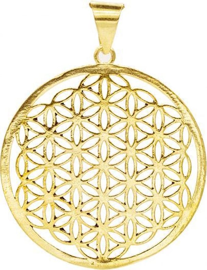 Bloem des Levens hanger messing goudkleurig - 4cm - per 1 stuk
