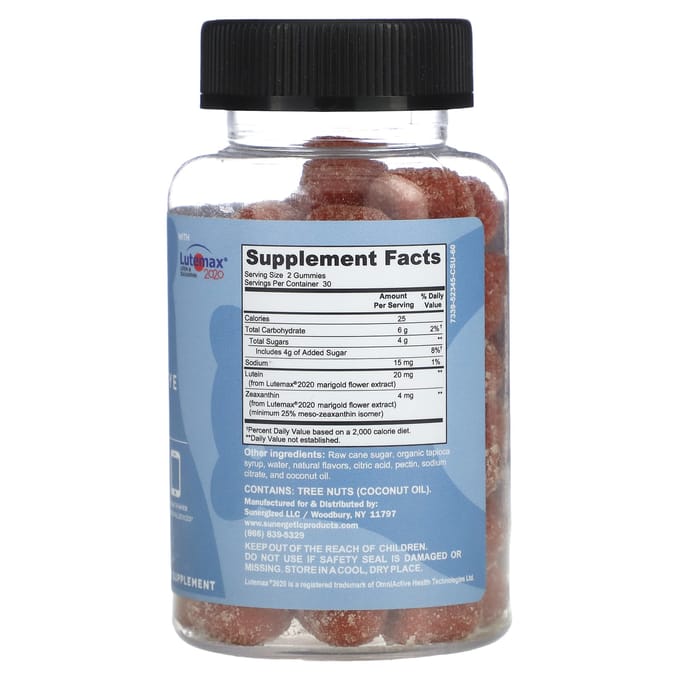 Sunergetic, Gummies Avancées pour les Yeux, Saveur Mangue, 60 Gummies