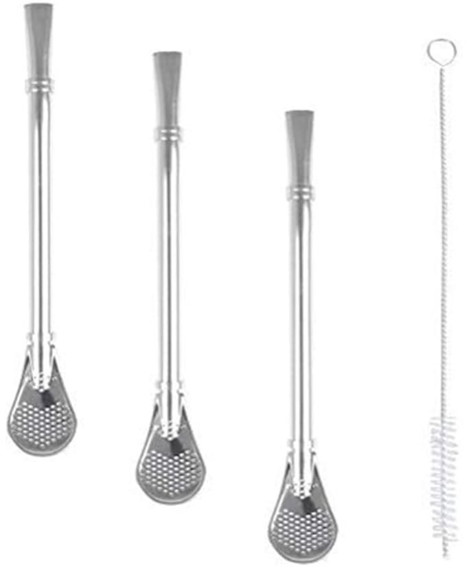 Solidchoice - Herbruikbare RVS Straws met Schoonmaakborstel, 3 Stuks