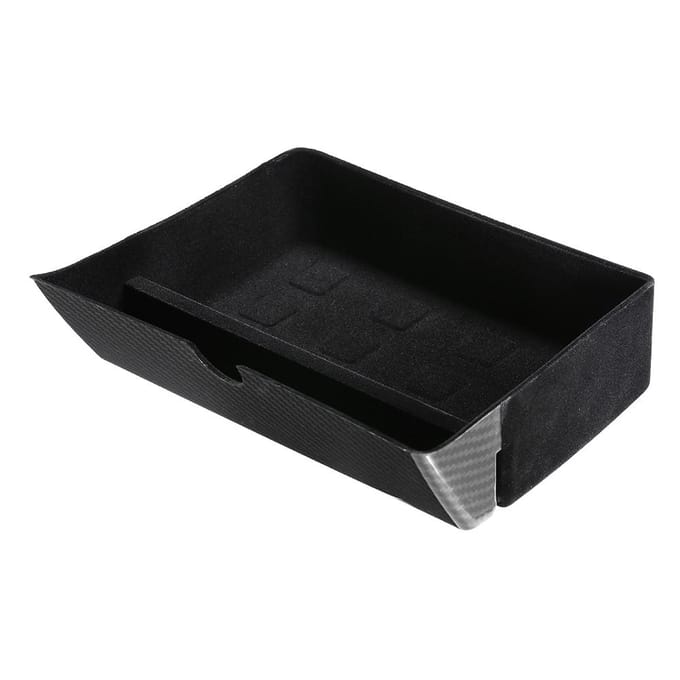 Opbergvak Koolstofvezel Middenconsole Lade Lade voor Tesla Model S / X 2012-2019 black