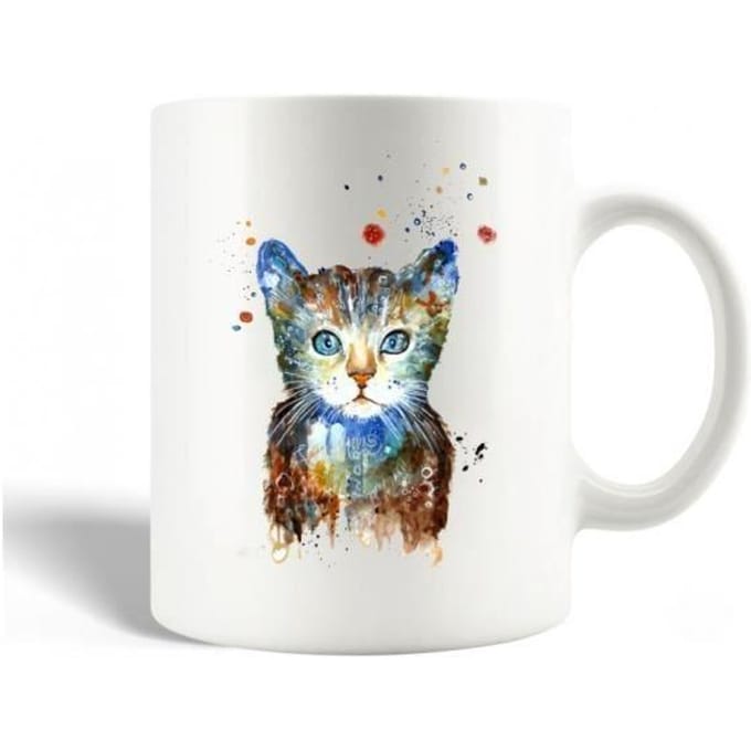 Mug en Céramique Chat Coloré Dessin de chat en multicolore