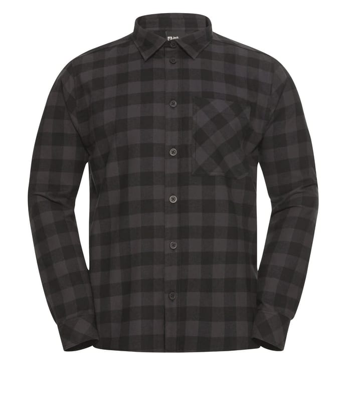 Jack Wolfskin Lite Flannel Shirt Men - Blouse - Heren - Check Black - Maat XXL