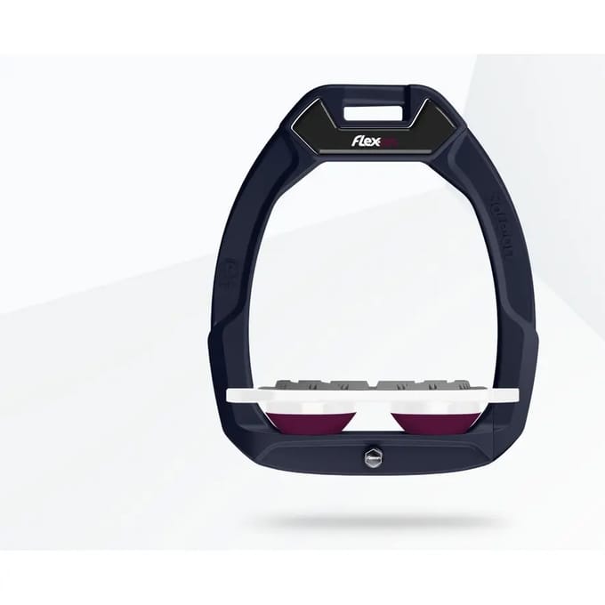 Veiligheidse stirrups Plat Grip Marine/Wit/Pruim Flex-On Safe-On