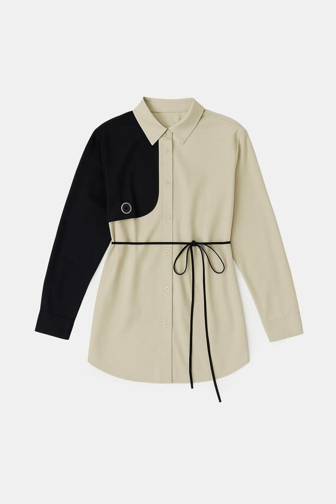 Touché Privé - Overhemd in contrastkleur - Beige - Dames