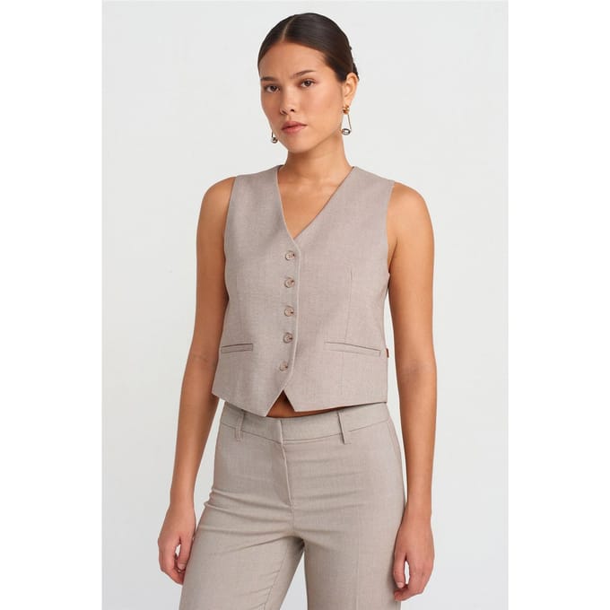 Gestrikte Cropped V-hals Vest