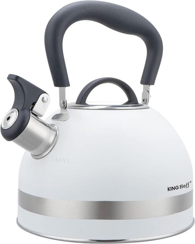 Kinghoff 1852 - Fluitketel met fluit - 1.8 liter - RVS - Wit