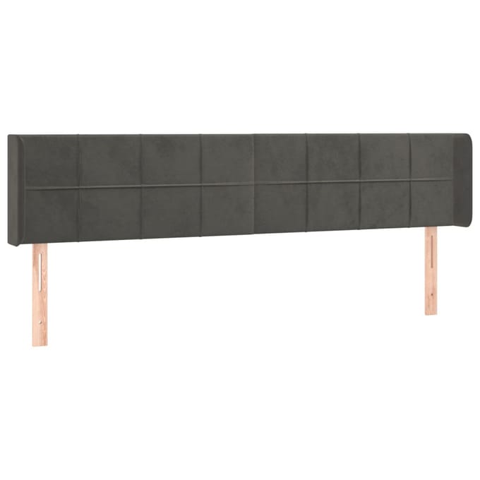 vidaXL - Hoofdbord - LED - 183x16x78/88 - cm - fluweel - donkergrijs