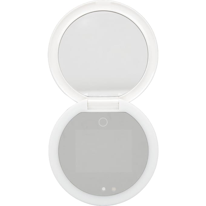 Miroir Compact de Voyage avec Caméra UV Testeur de Soleil Double Face Miroir de Maquillage à Lumière Réglable pour white