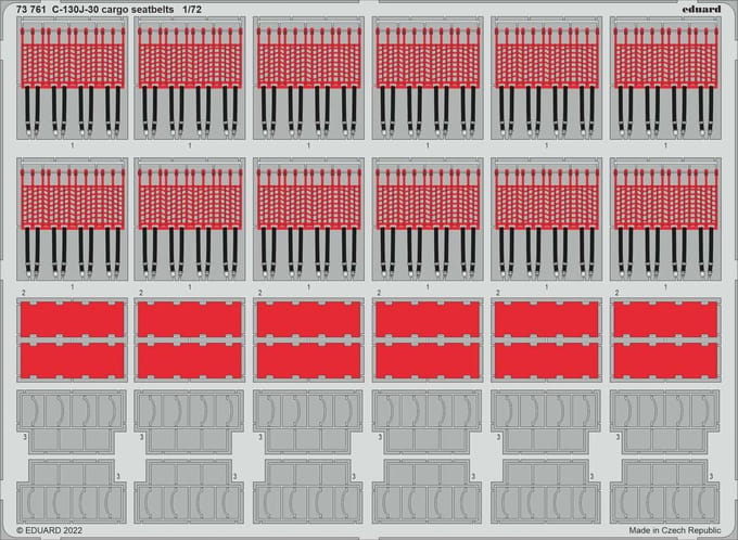 Eduard Modelbouwdecoratie - 73761 Cargo seatbelts for C-130J-30 - Photo-etch