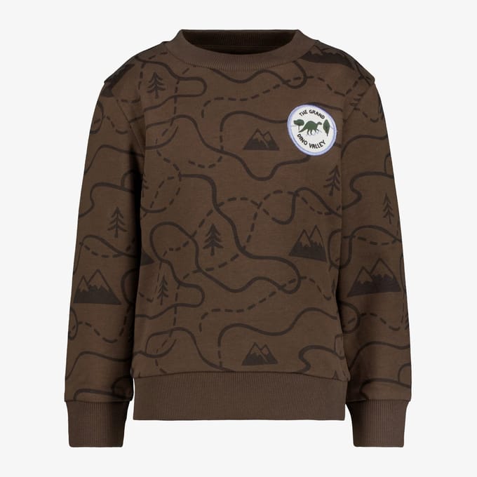 Unsigned jongens sweater met print bruin - Maat 92