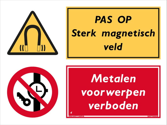 Magnetisch veld bord - Metalen voorwerpen verboden - Forex - 30 x 40 cm