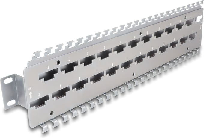 Delock 19″ Cable support rail for network cable connectors with LSA connection 24 port metal