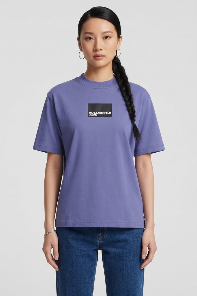 Karl Lagerfeld Reg Ss Box Logo Tee Skipper Blue Maat: M | Tops Outlet | Dames | Paars