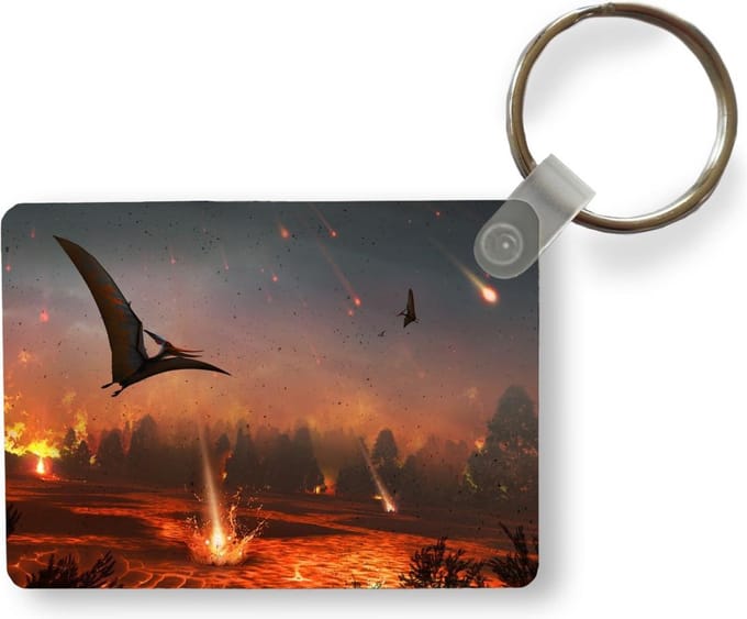 Sleutelhanger - Dinosaurus - Stenen - Lava - Illustratie - Kinderen - Jongens - Kind - Uitdeelcadeautjes - Plastic