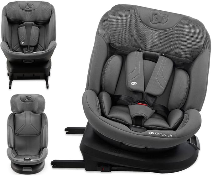 Kinderkraft XPEDITION 3 i-Size - Autostoel - 360° Draaibaar - ISOFIX - RWF tot 105 cm - Grijs