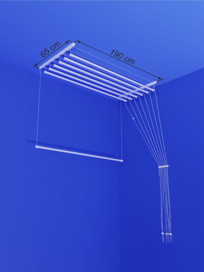 Heavy-duty Ruimtebesparend Plafond Wasrek - 7 stangen elk 190 cm lang
