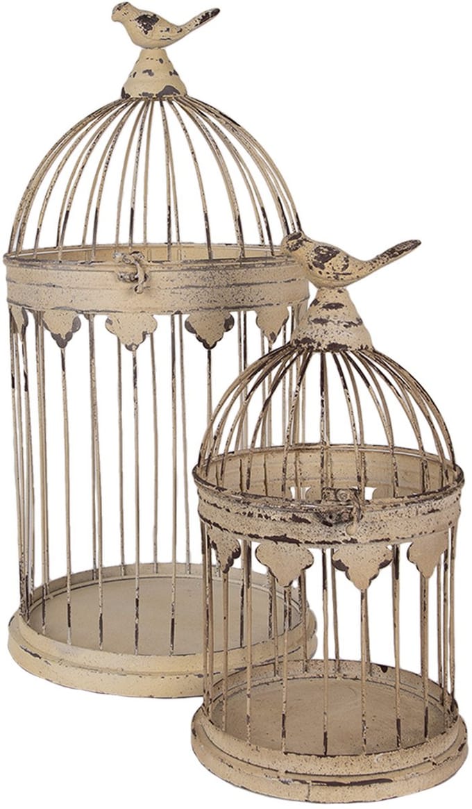 Clayre & Eef Vogelkooi Decoratie Set van 2 Bruin Metaal