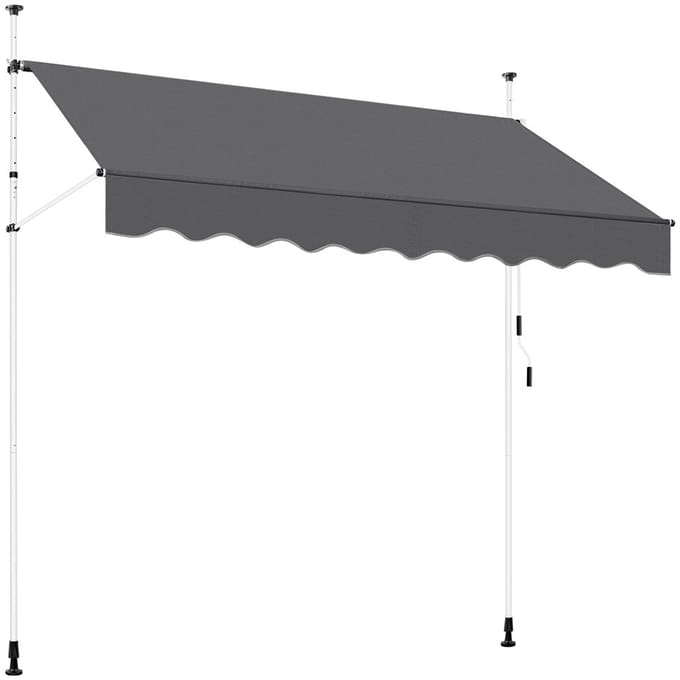 Yaheetech Klemzonnescherm Donkergrijs – Handmatig Uittrekbaar – 250 x 120 cm – Hoogte 210-300 cm