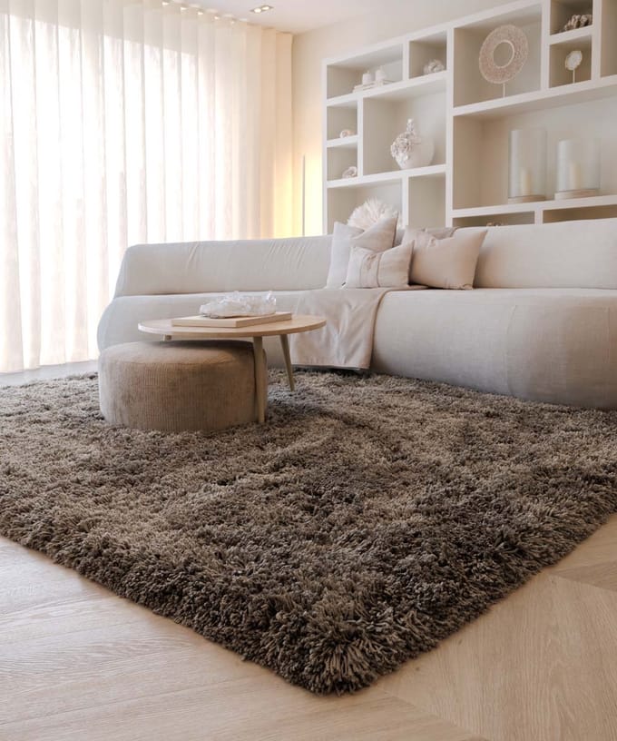 Shaggy vloerkleed - Sveve taupe 80x150