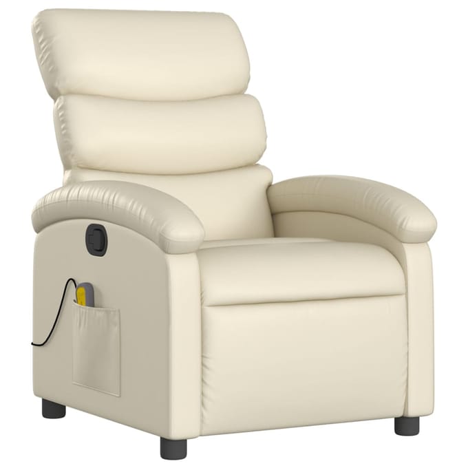 vidaXL - Massagestoel - van - kunstleer - in - crèmekleur